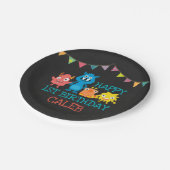 Chalkboard Monster First Birthday Boys Papieren Bordje (Gekanteld)