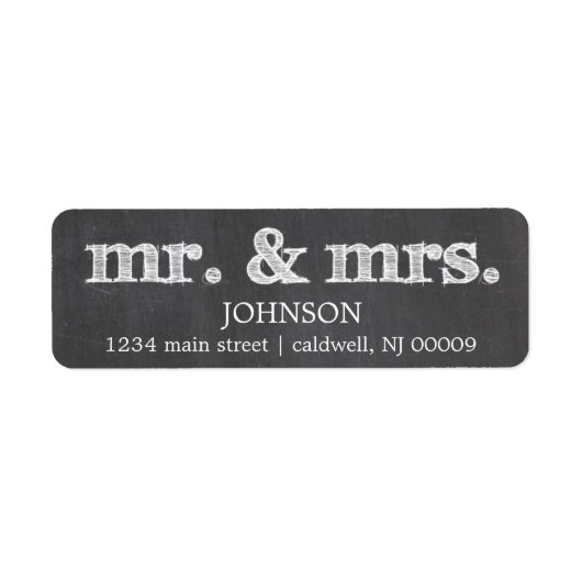 Chalkboard Mr & Mrs Retouradreslabels Etiket (Voorkant)