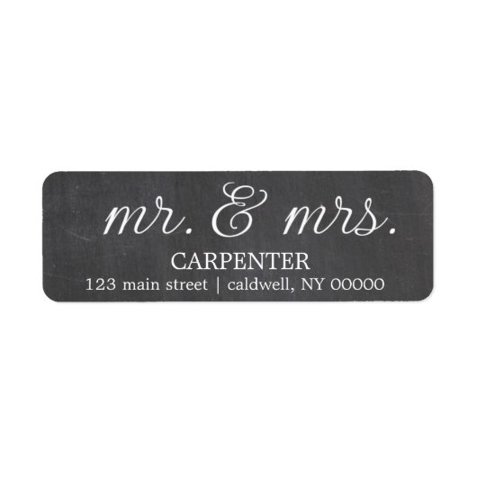 Chalkboard Mr & Mrs Retouradreslabels Etiket (Voorkant)