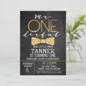 Chalkboard Mr. One-derful Verjaardag Uitnodiging (Staand voorkant)