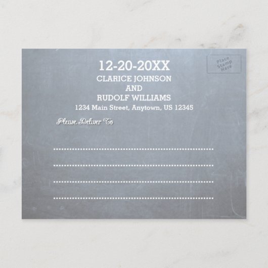 Chalkboard Multi Lights Rode Bruiloft Save the Dat Aankondigingskaart (Achterkant)