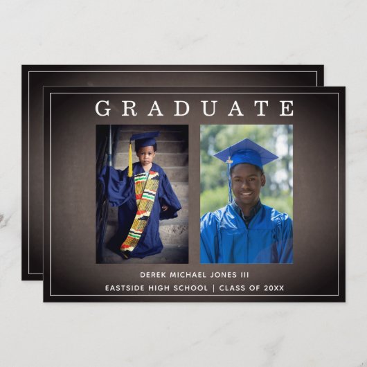 Chalkboard Multi-Photo Afstuderen Kaart (Voorkant / Achterkant)