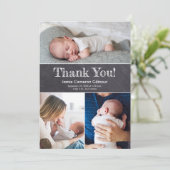 Chalkboard Multiple Photos Baby Boy Shower Bedankkaart (Staand voorkant)