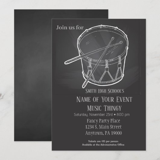 Chalkboard Music Concert Overweging Kaart (Voorkant / Achterkant)