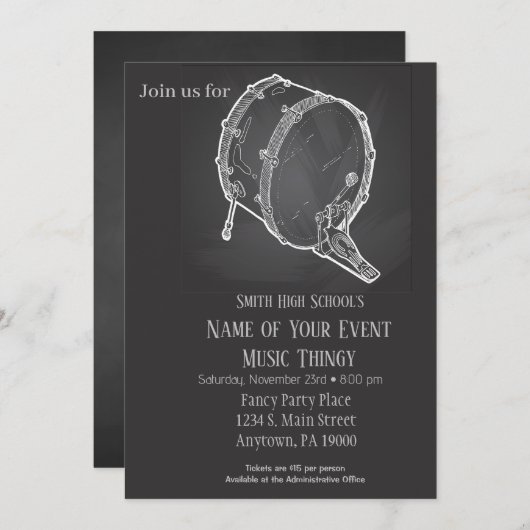 Chalkboard Music Concert Overweging Uitnodiging (Voorkant / Achterkant)