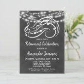 Chalkboard Music Retirement Invitation Mannen Wome Kaart (Staand voorkant)