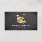 Chalkboard Music Teacher Gold Drum Kit Drummer Visitekaartje (Voorkant)
