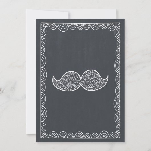 Chalkboard Mustache Baby shower Invitatation Kaart (Achterkant)