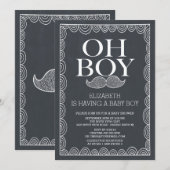 Chalkboard Mustache Baby shower Invitatation Kaart (Voorkant / Achterkant)