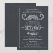 Chalkboard Mustache Baby shower Invitatation Kaart (Voorkant / Achterkant)