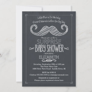 Chalkboard Mustache Baby shower Invitatation Kaart