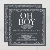 Chalkboard Mustache Baby shower Invitatie Kaart (Voorkant / Achterkant)