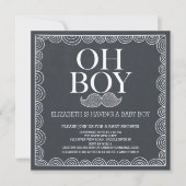 Chalkboard Mustache Baby shower Invitatie Kaart (Voorkant)