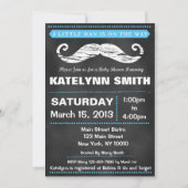 Chalkboard Mustache Baby shower Invite Kaart (Voorkant)