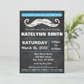 Chalkboard Mustache Baby shower Invite Kaart (Staand voorkant)