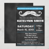 Chalkboard Mustache Baby shower Invite Kaart (Voorkant / Achterkant)