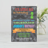 Chalkboard Mustache Birthday Party Kaart (Staand voorkant)