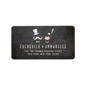 Chalkboard Mustache en Lips  Chic Wedding Etiket (Voorkant)