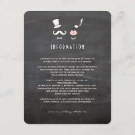 Chalkboard Mustache en Lips  Chic Wedding Informatiekaartje