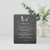 Chalkboard Mustache en Lips  Chic Wedding Informatiekaartje (Staand voorkant)