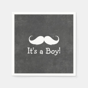 Chalkboard Mustache Het is een Jongen Baby shower Servetten