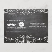 Chalkboard Mustache Lips  Opslaan Datum Aankondigingskaart (Achterkant)