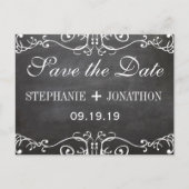 Chalkboard Mustache Lips  Opslaan Datum Aankondigingskaart (Voorkant)