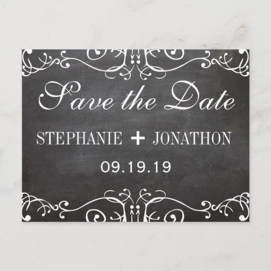 Chalkboard Mustache Lips Opslaan Datum Aankondigingskaart (Voorkant)