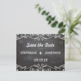 Chalkboard Mustache Lips Opslaan Datum Aankondigingskaart