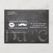 Chalkboard Mustache Lips  Opslaan Datum Aankondigingskaart (Achterkant)