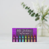 Chalkboard Naam leraar Rainbow Glitter Crayons Visitekaartje (Staand voorkant)