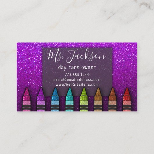 Chalkboard Naam leraar Rainbow Glitter Crayons Visitekaartje (Achterkant)