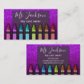 Chalkboard Naam leraar Rainbow Glitter Crayons Visitekaartje (Voorkant / Achterkant)