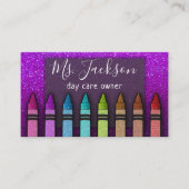 Chalkboard Naam leraar Rainbow Glitter Crayons Visitekaartje (Voorkant)