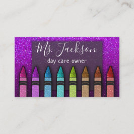 Chalkboard Naam leraar Rainbow Glitter Crayons Visitekaartje
