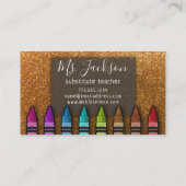 Chalkboard Naam leraar Rainbow Glitter Crayons Visitekaartje (Achterkant)
