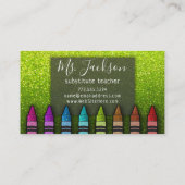 Chalkboard Naam leraar Rainbow Glitter Crayons Visitekaartje (Achterkant)