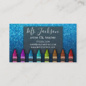 Chalkboard Naam leraar Rainbow Glitter Crayons Visitekaartje (Achterkant)