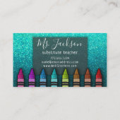 Chalkboard Naam leraar Rainbow Glitter Crayons Visitekaartje (Achterkant)