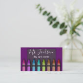 Chalkboard Naam leraar Rainbow Glitter Crayons Visitekaartje (Staand voorkant)