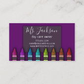 Chalkboard Naam leraar Rainbow Glitter Crayons Visitekaartje (Achterkant)