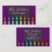 Chalkboard Naam leraar Rainbow Glitter Crayons Visitekaartje (Voorkant / Achterkant)