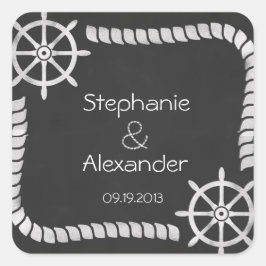 Chalkboard Nautical Wedding Favor Stickers