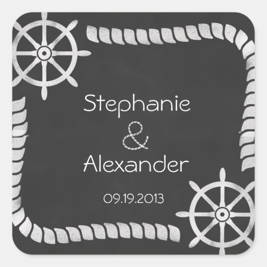 Chalkboard Nautical Wedding Favor Stickers (Voorkant)