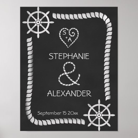 Chalkboard Nautical Wedding Poster (Voorkant)
