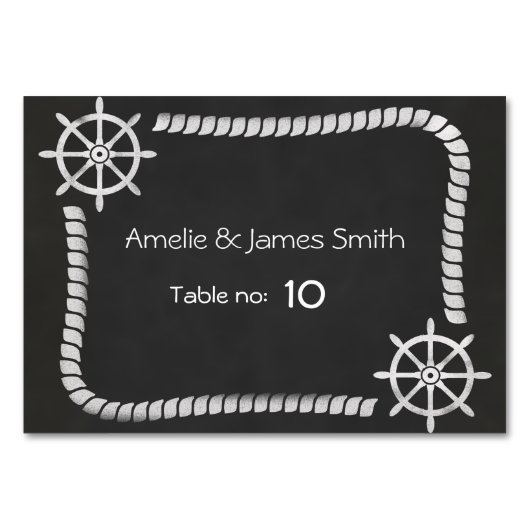 Chalkboard Nautical Wedding Seating Place Card Kaart (Voorkant)