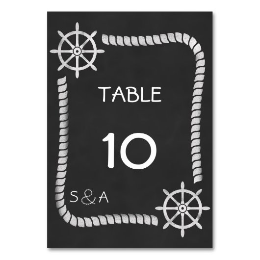 Chalkboard Nautical Wedding Table Card Kaart (Achterkant)