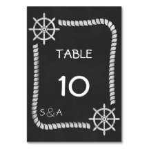 Chalkboard Nautical Wedding Table Card