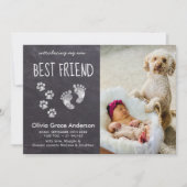 Chalkboard New Baby Modern Pet Newborn Foto Aankondiging (Voorkant)