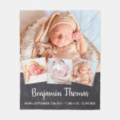 Chalkboard New Baby op maat 4 Foto Collage Fleece Deken (Voorkant)